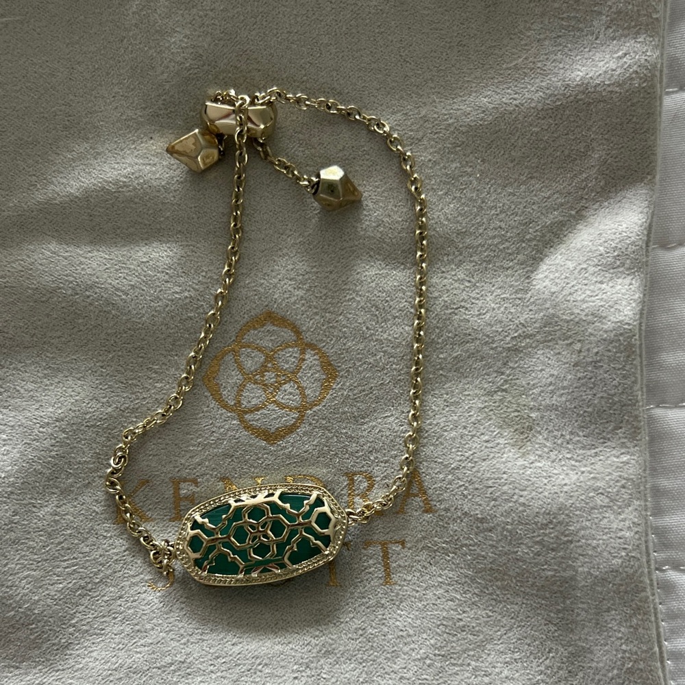 Kendra Scott Gold Bracelet with green stone - Picture 2 of 3
